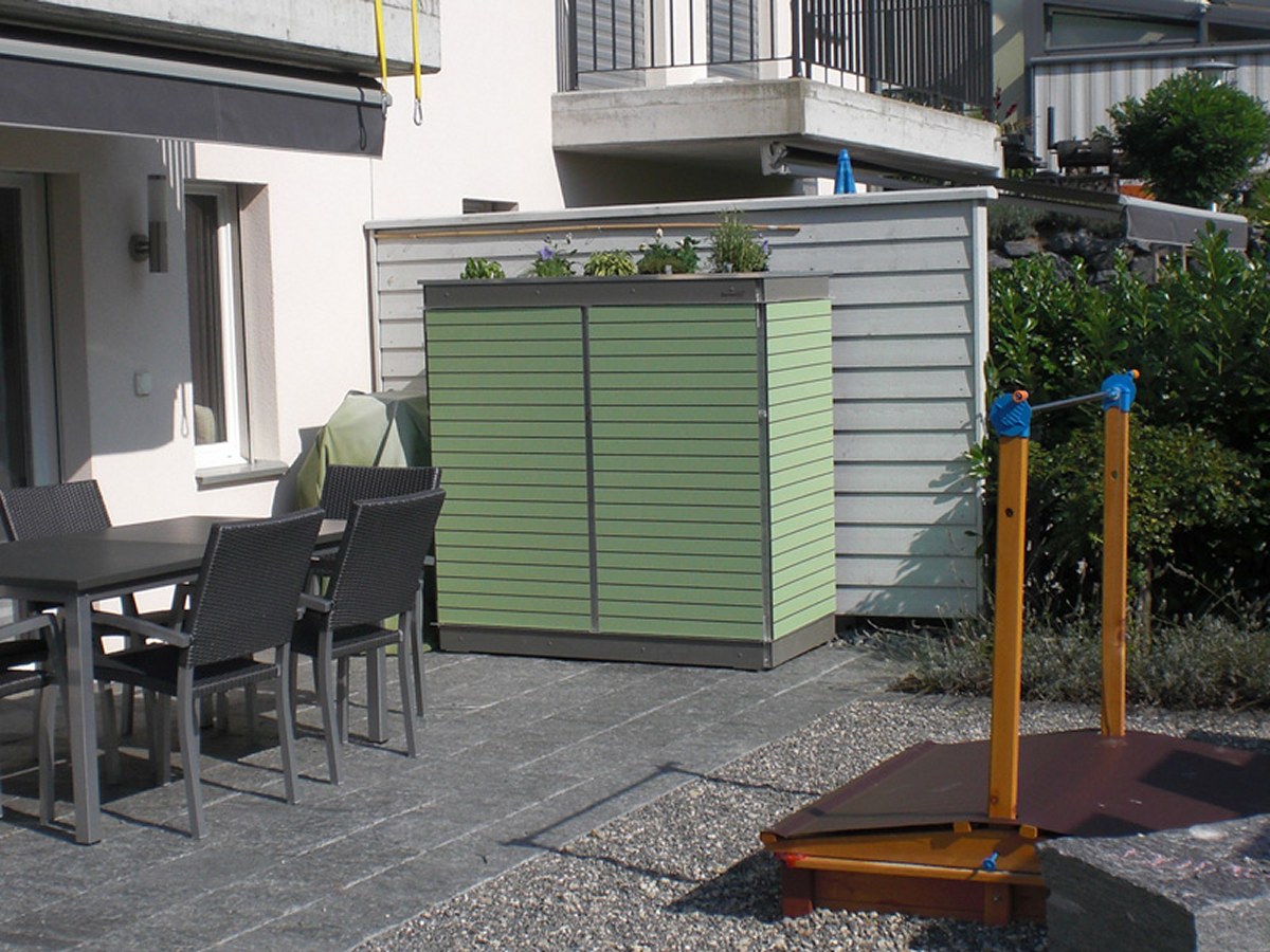 Der Garten[Q]teras+ hat ein Dachbegrünungsmodul.